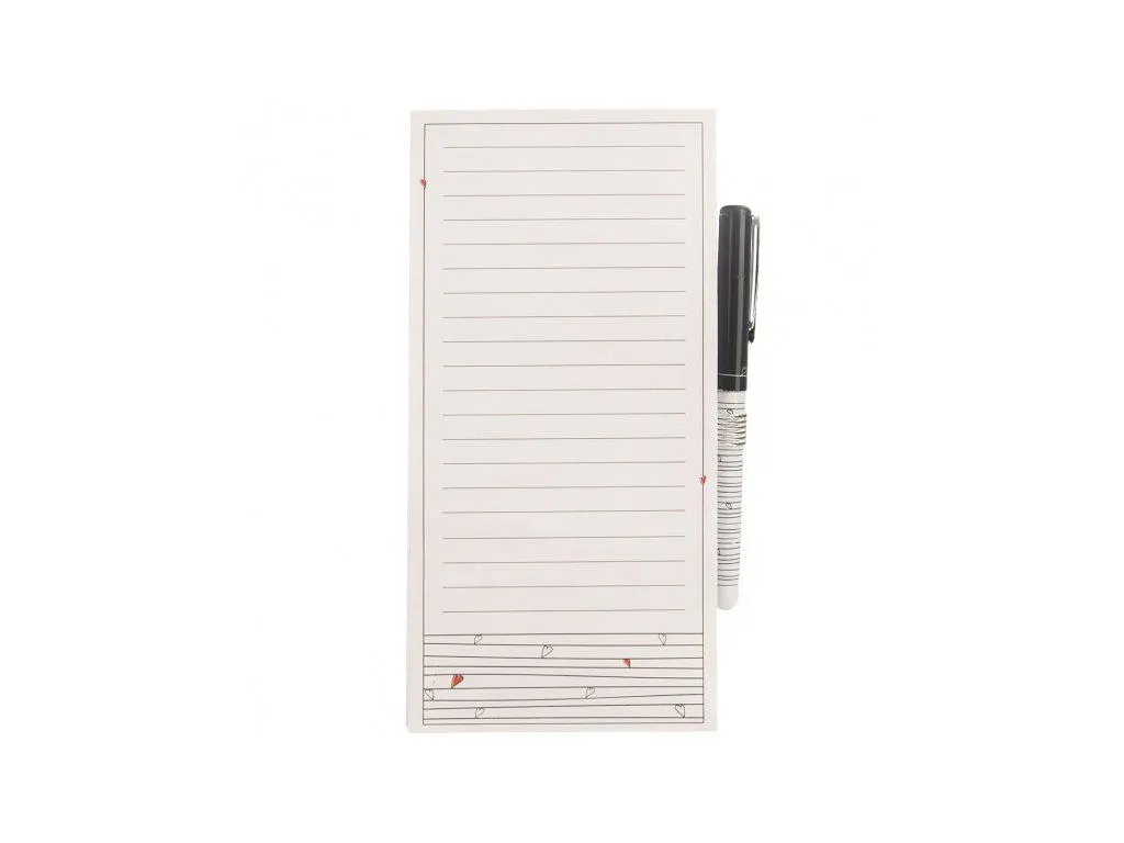 Blok s magnetem a perem na lednici SRDÍČKA