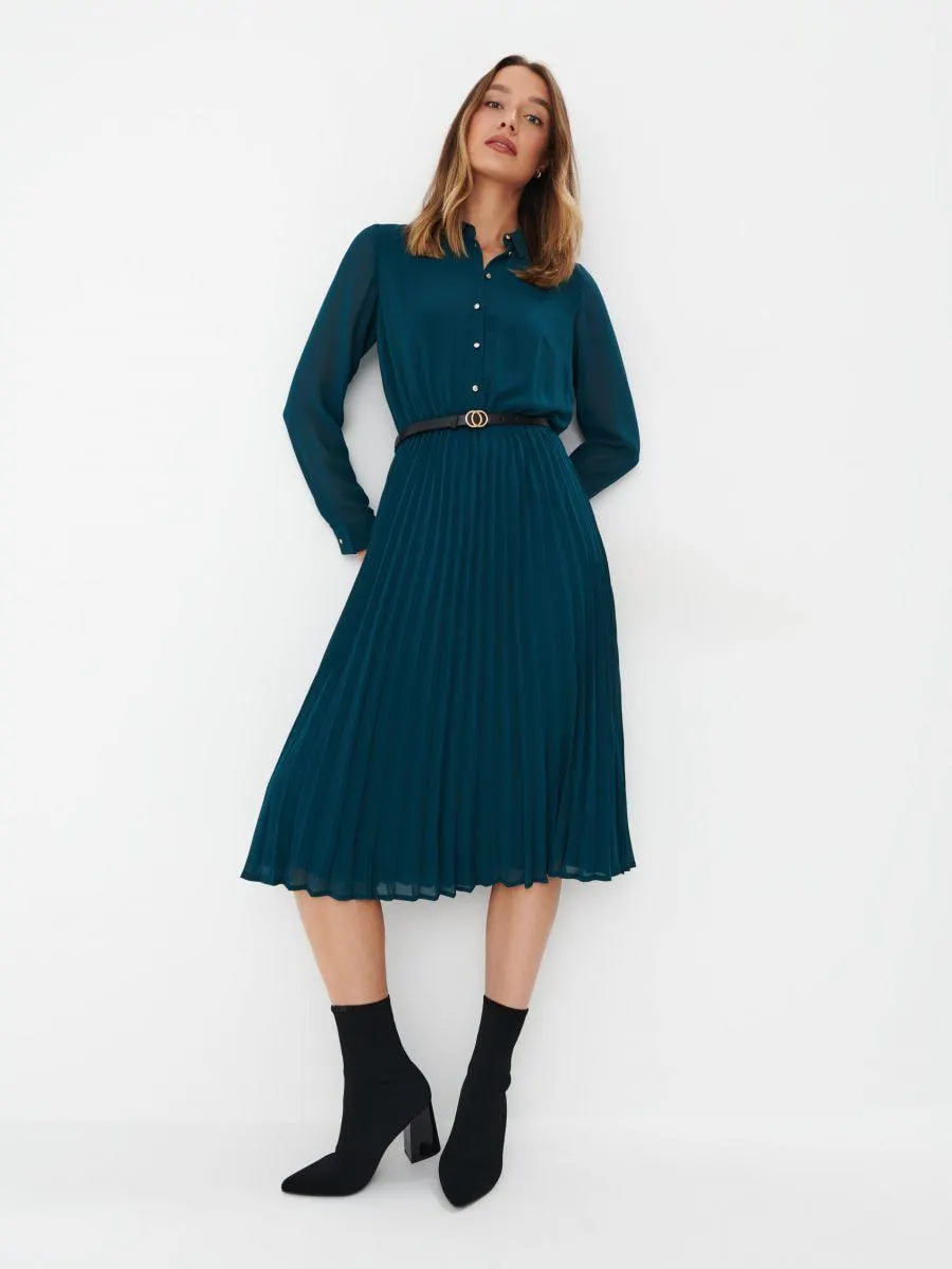 Midi šaty s plisovanou sukní