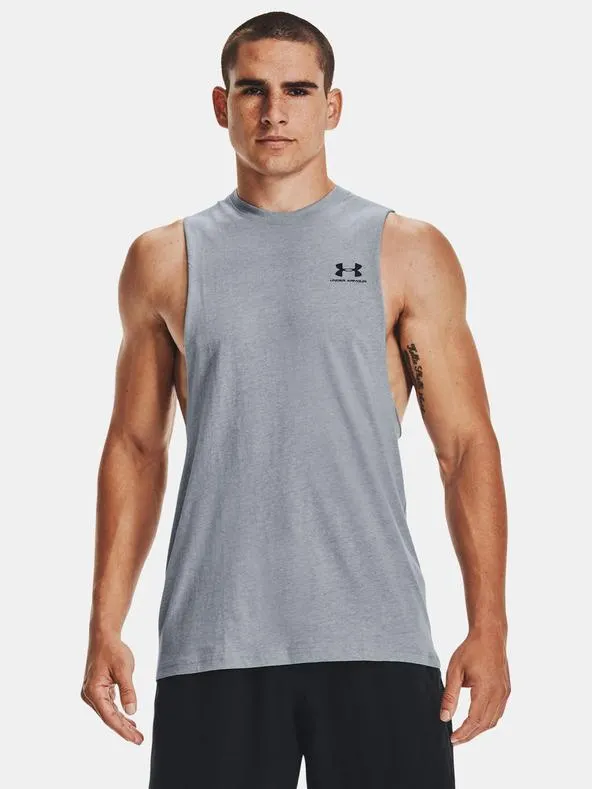 Pánské tílko Under Armour UA LEFT CHEST CUT OFF TANK-GRY