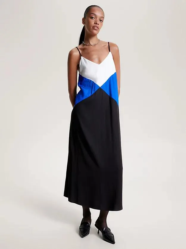 Argyle Relaxed Colour-Blocked Maxi Slip Dress