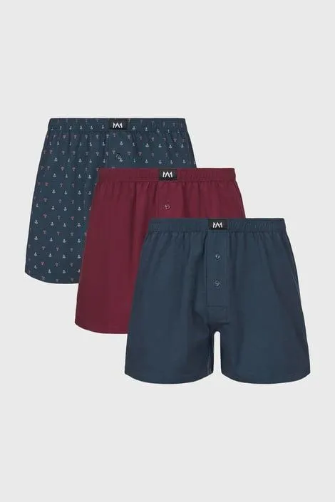3PACK Trenýrky MEN-A Sailor - modročervená