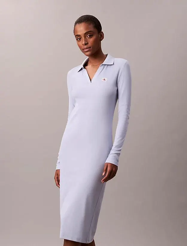 Woven Monologo Rib Midi Dress
