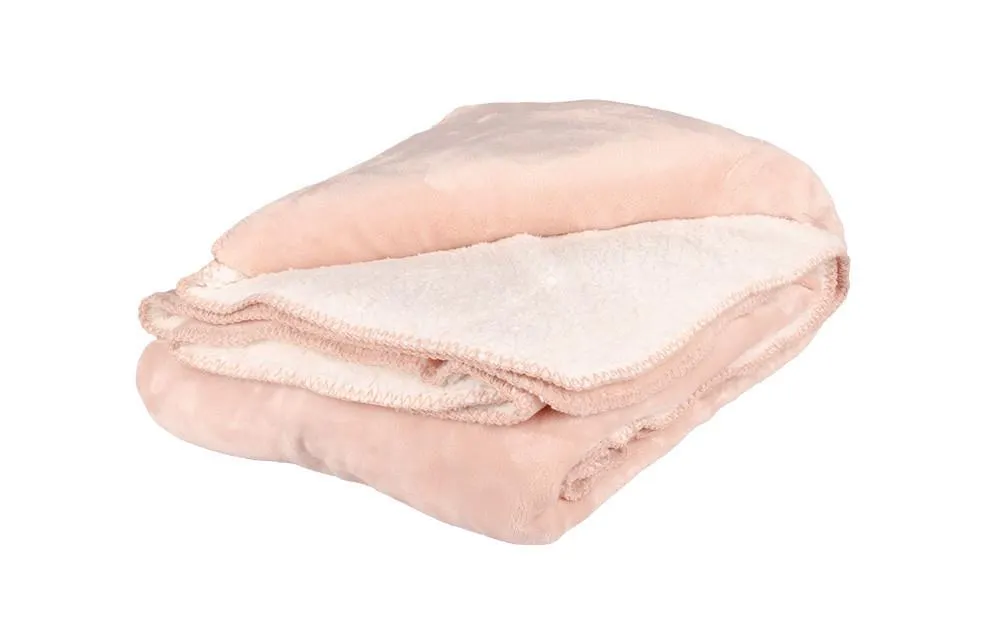 Deka mikroflanel LUX s beránkem světle růžová 150x200 cm