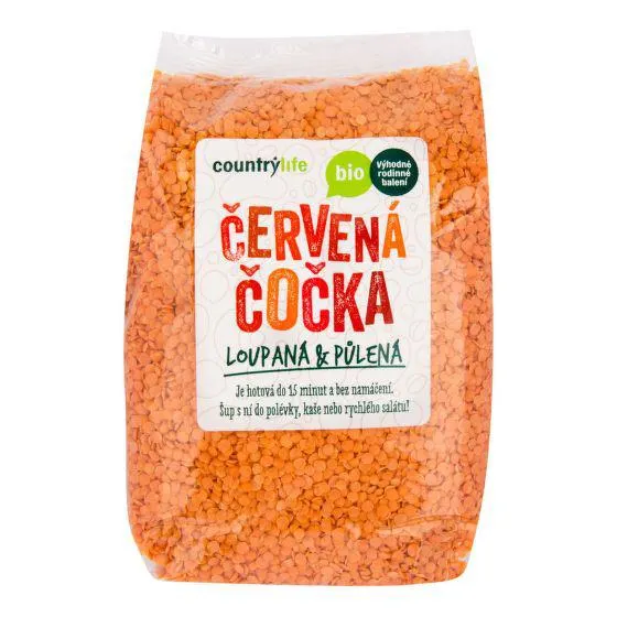 Čočka červená půlená loupaná 1 kg BIO COUNTRY LIFE
