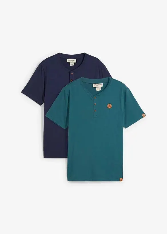 Henley triko z čisté organické bavlny (2 ks v balení)