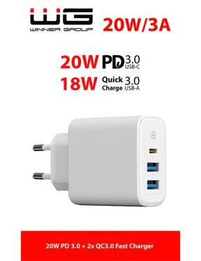 Síťová nabíječka 3xUSB/QC 3.0+QC 3.0+PD 3.0/2xUSB-A+1xUSB-C