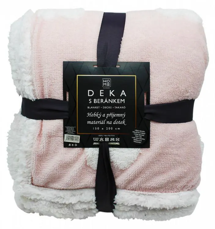 Deka beránek 150 x 200 cm růžovobílá