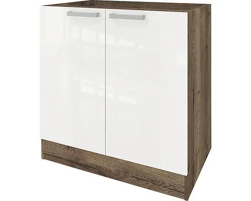 Spodní kuchyňská skříňka BASIC S 80 dub halifax/biela lesk