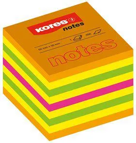 Kores Samolepicí bloček CUBO 50 × 50 mm - neonové barvy