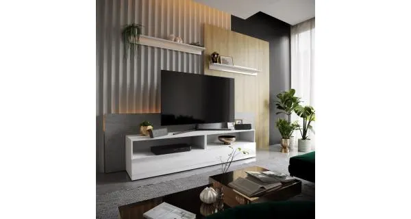 Obývací stěna NEJBY HELAR 48, bílá/bílý lesk DOPRODEJ