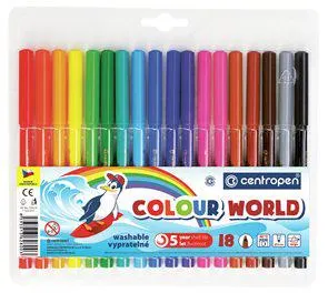 Centropen Popisovač COLOUR WORLD 7550 trojboký - sada 18 barev