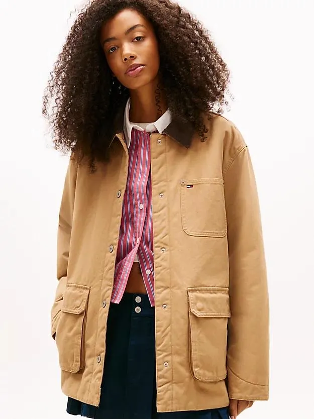 Corduroy Collar Twill Utility Jacket