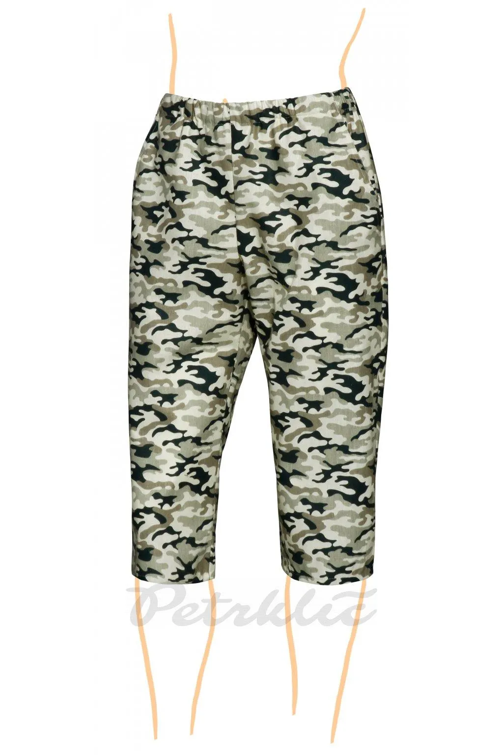 Capri plátěné béžový maskáč - délka 55 cm nebo 77 cm