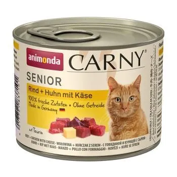 animonda Carny Nassfutter Katze Senior Rind und Huhn mit Käse 6x200 g