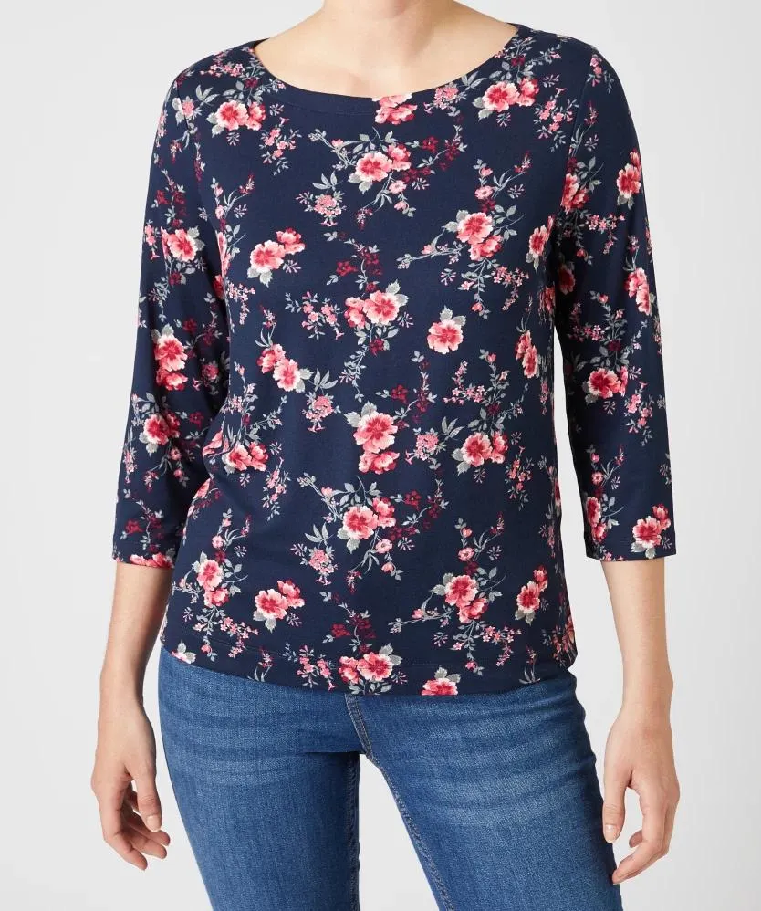 Shirt mit Rundhalsausschnitt Janina, 3/4-Arm