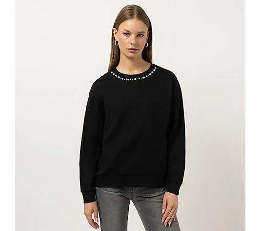 STEFFEN SCHRAUT Sweatshirt Rundhalsausschnitt mit Perlen leger weit