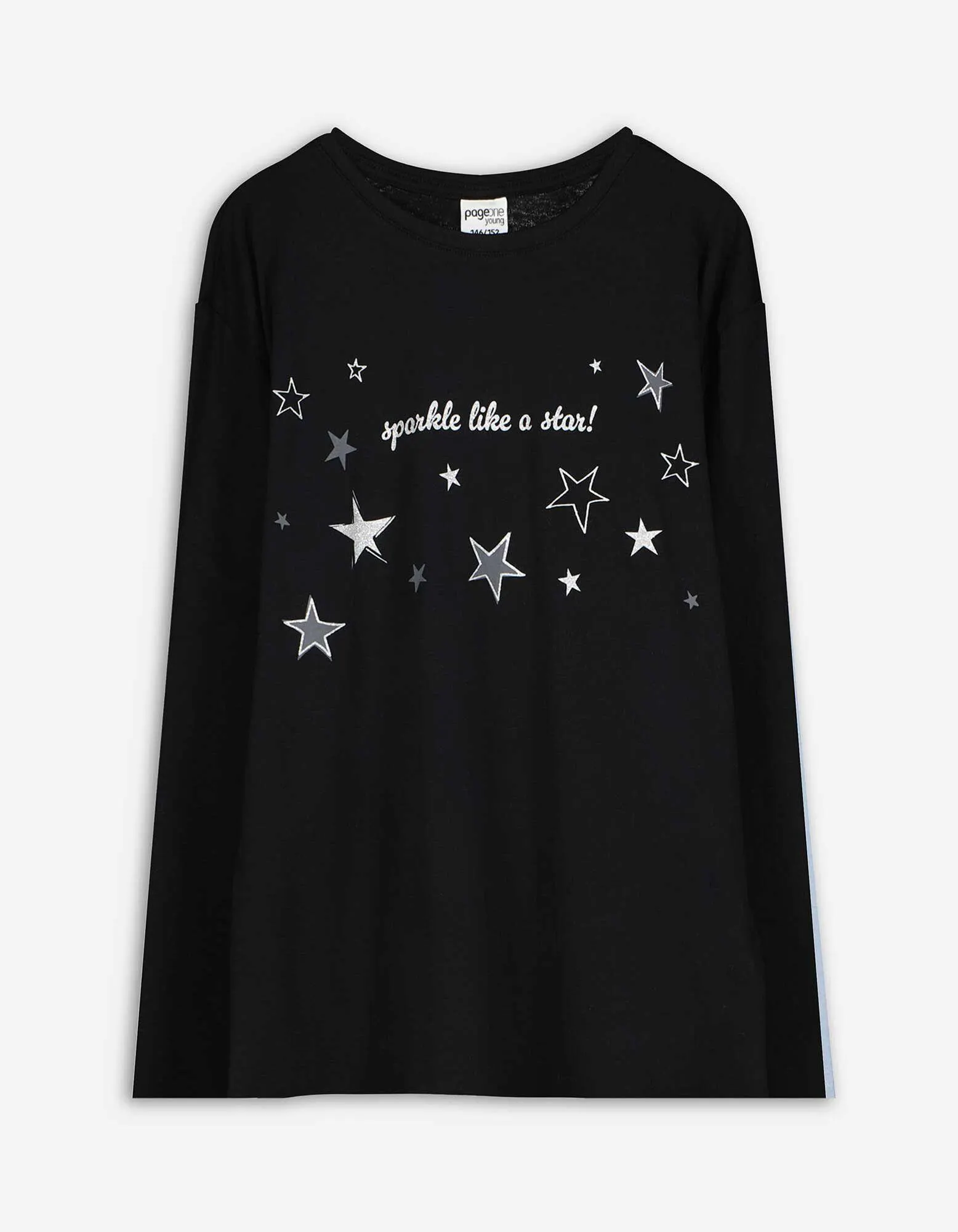 Langarmshirt - Print - schwarz