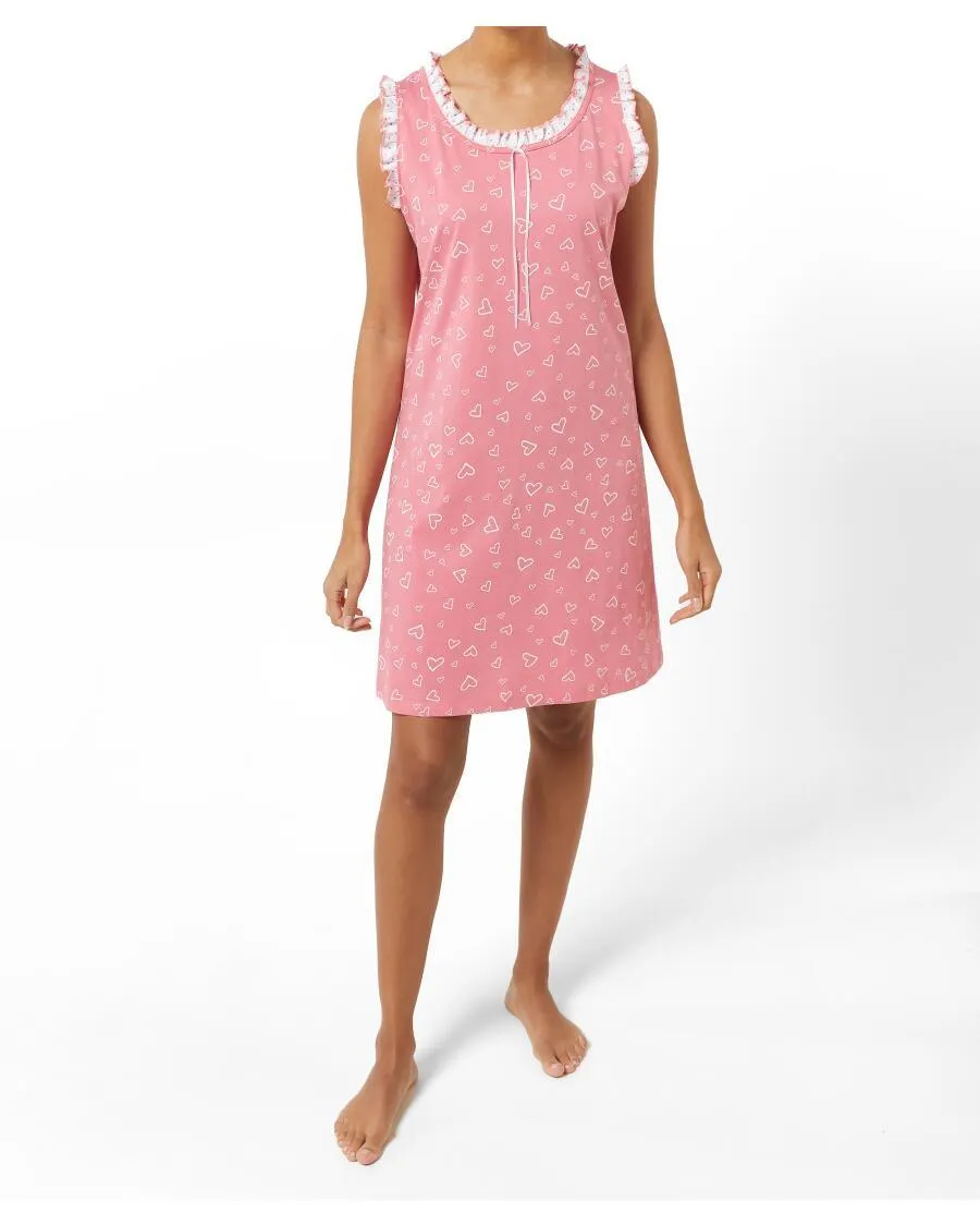 Nachthemd mit Rüschen Janina, Rundhalsausschnitt