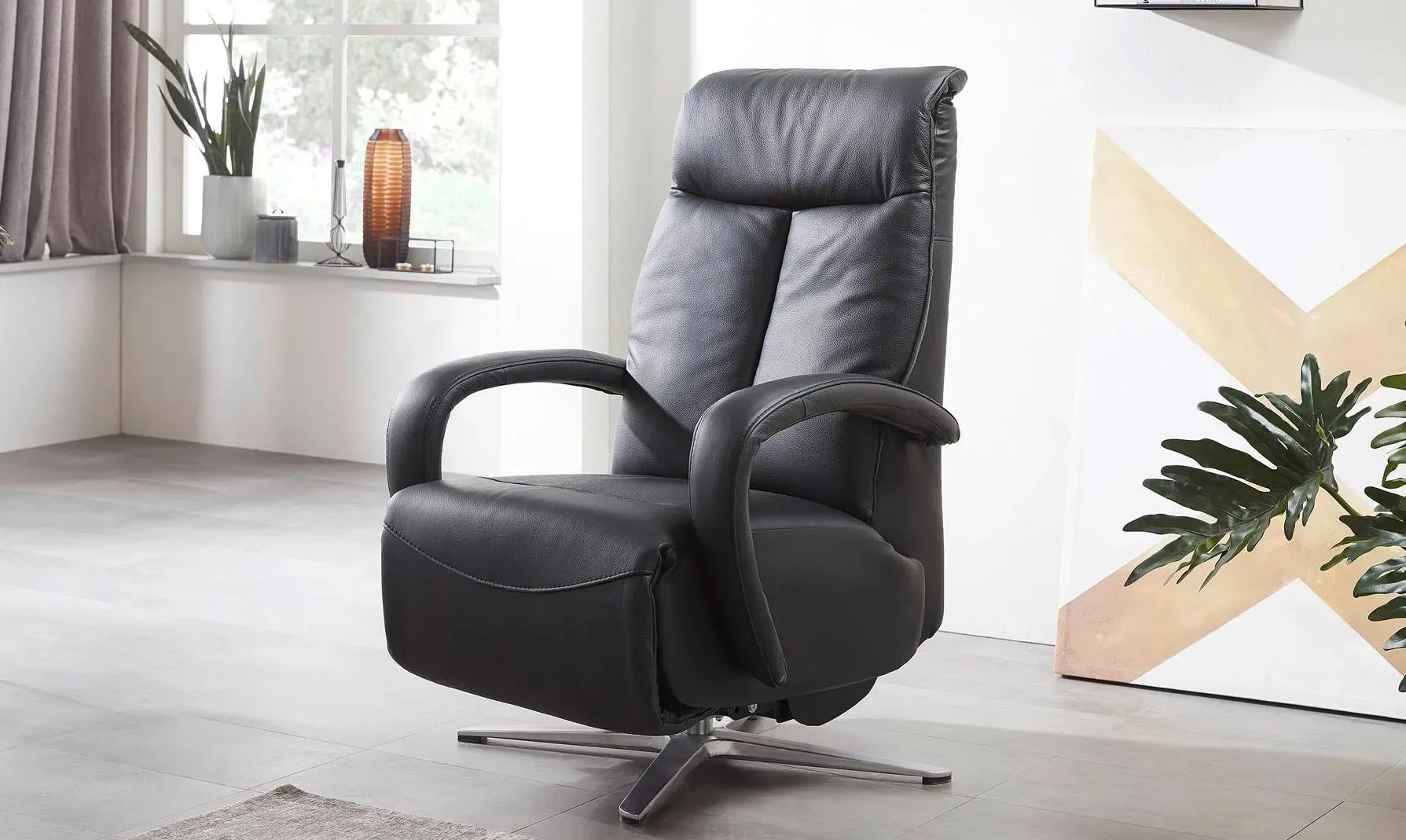 Leder Relaxsessel Porto mit Motor, Akku und Aufstehhilfe