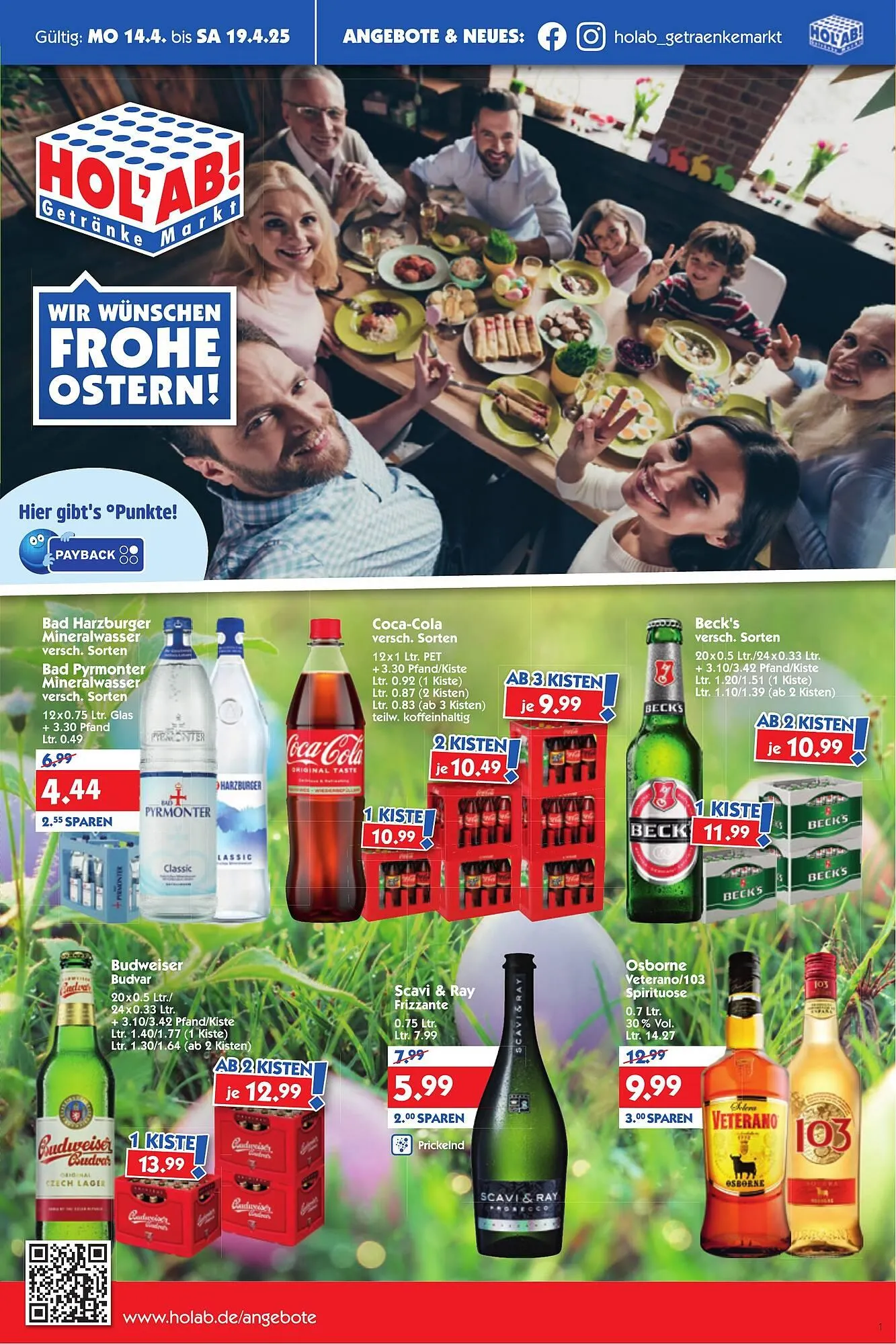 Hol'ab Getränkemarkt Prospekt von 14. April bis 19. April 2025 - Prospekt seite 1