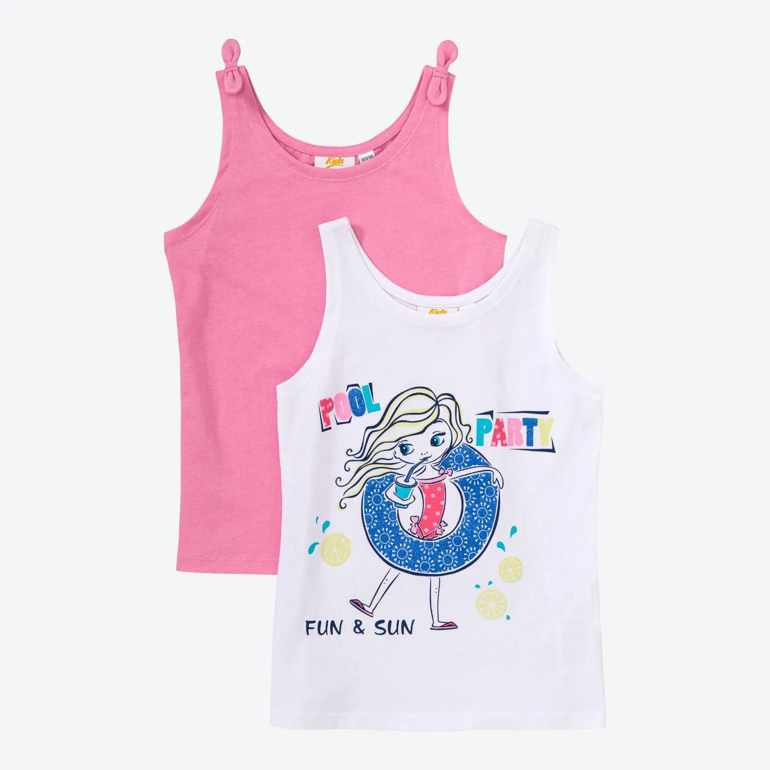 Kinder-Mädchen-Top aus Baumwolle, 2er-Pack