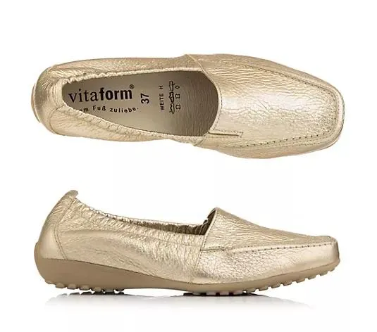 VITAFORM Damen- Mokassin Hirschleder metallic Sohle Hanne