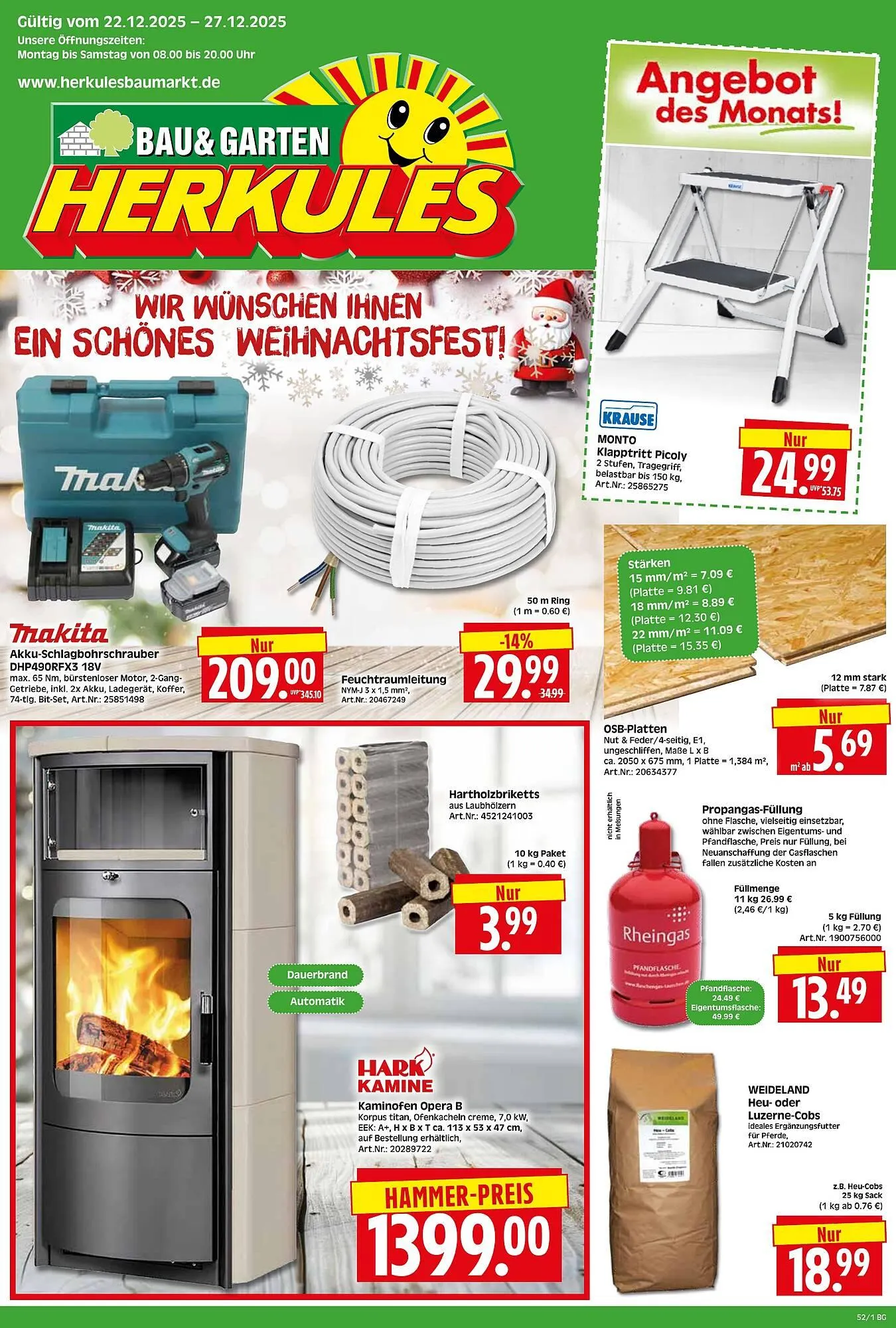 Herkules Baumarkt Prospekt von 22. Dezember bis 27. Dezember 2025 - Prospekt seite 1