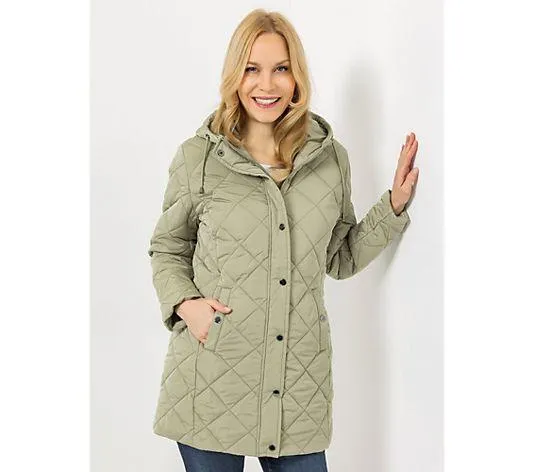 CENTIGRADE Steppjacke Diamanten-Steppung 2-Wege-Reißverschluss feste Kapuze