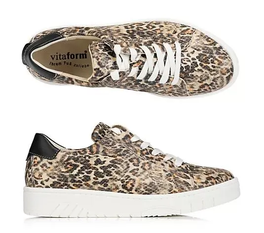 VITAFORM Damen-Sneaker Leoprint Schnürung Austauschfußbett