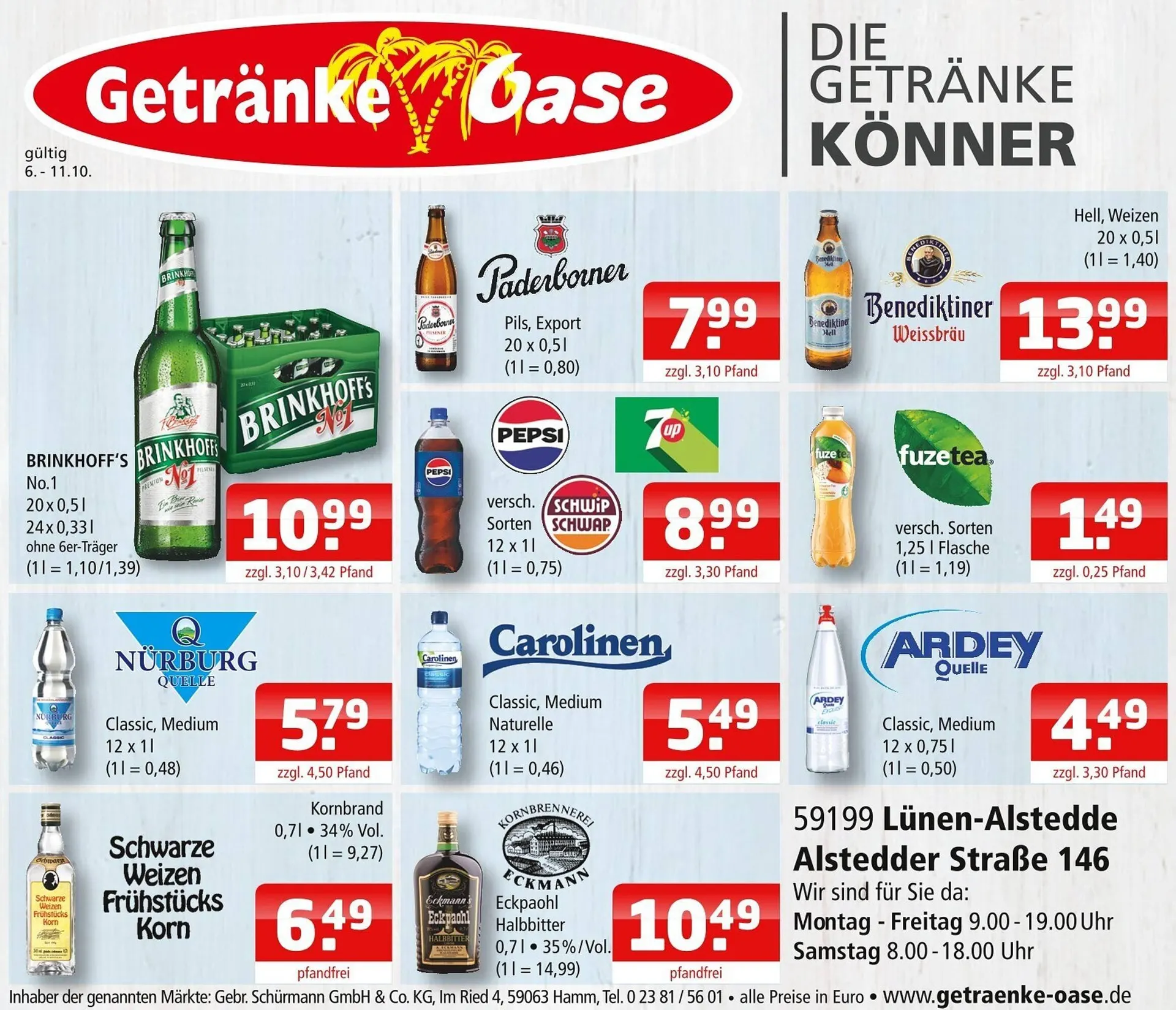Getränke Oase Prospekt von 6. Oktober bis 11. Oktober 2025 - Prospekt seite 1