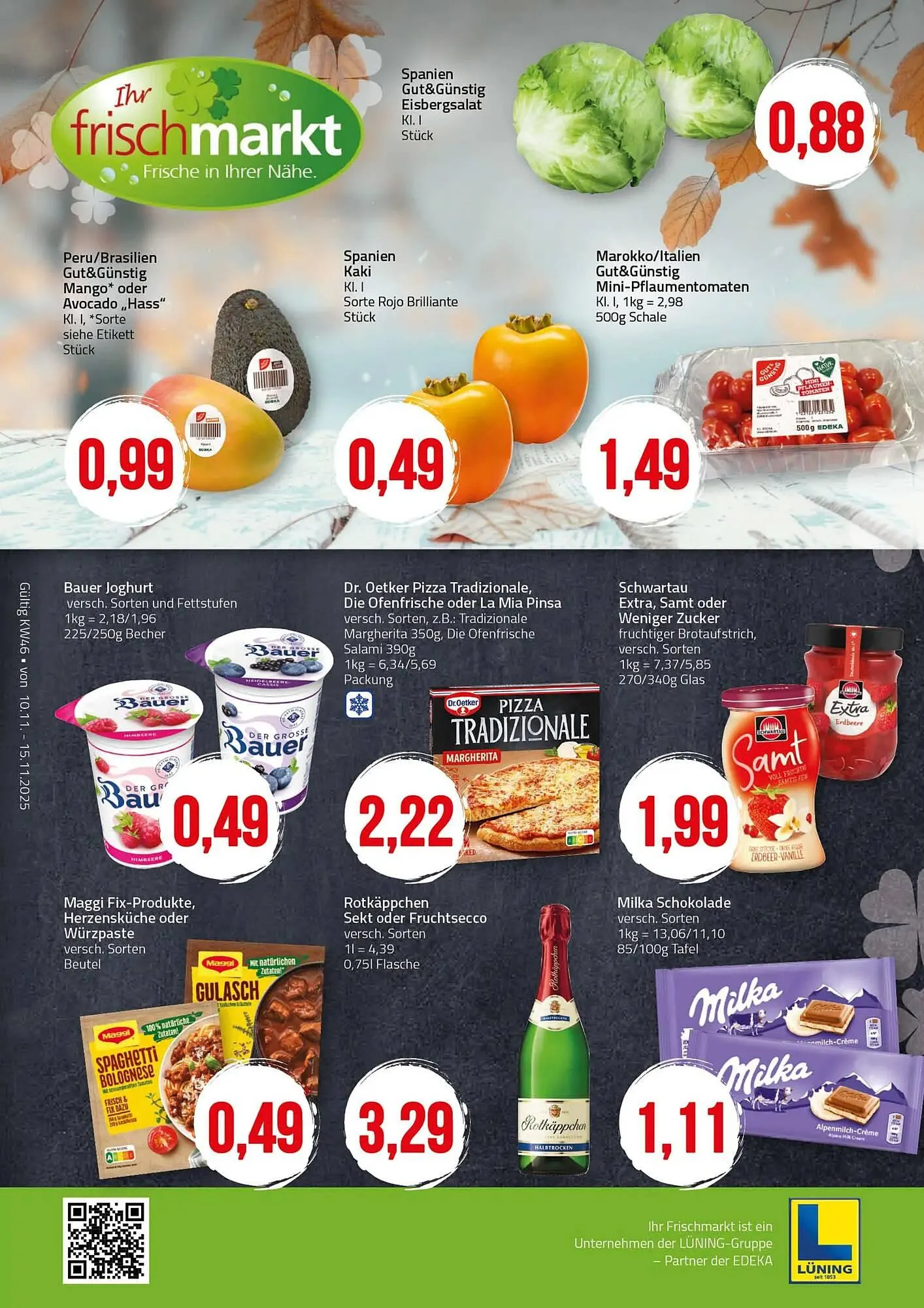 Ihr Frischmarkt Prospekt von 10. November bis 15. November 2025 - Prospekt seite 1