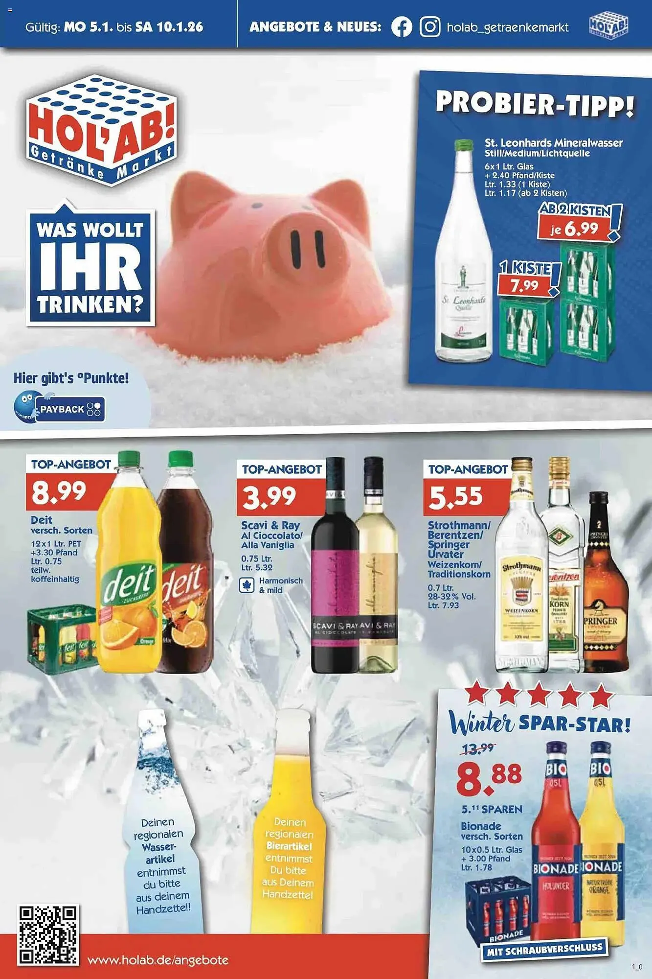 Hol'ab Getränkemarkt Prospekt von 5. Januar bis 10. Januar 2026 - Prospekt seite 1