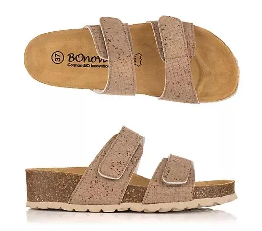 BONOVA Damen-Pantolette Klettverschluss Keilabsatz ca. 3,5cm Super-Soft-Fußbett