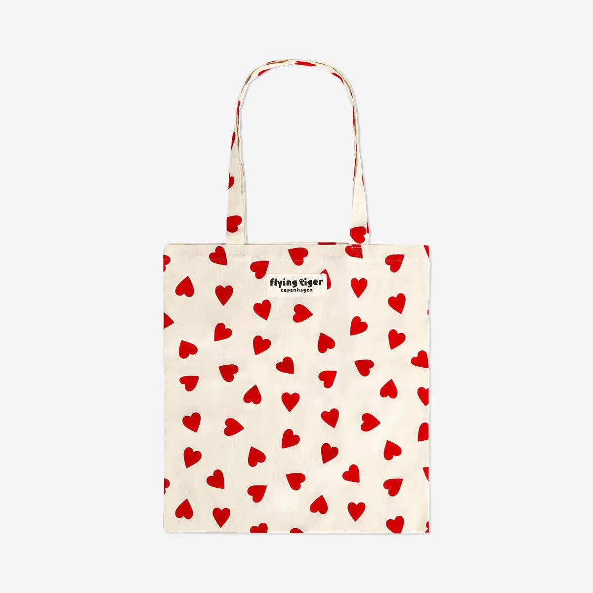 Tote bag with red hearts