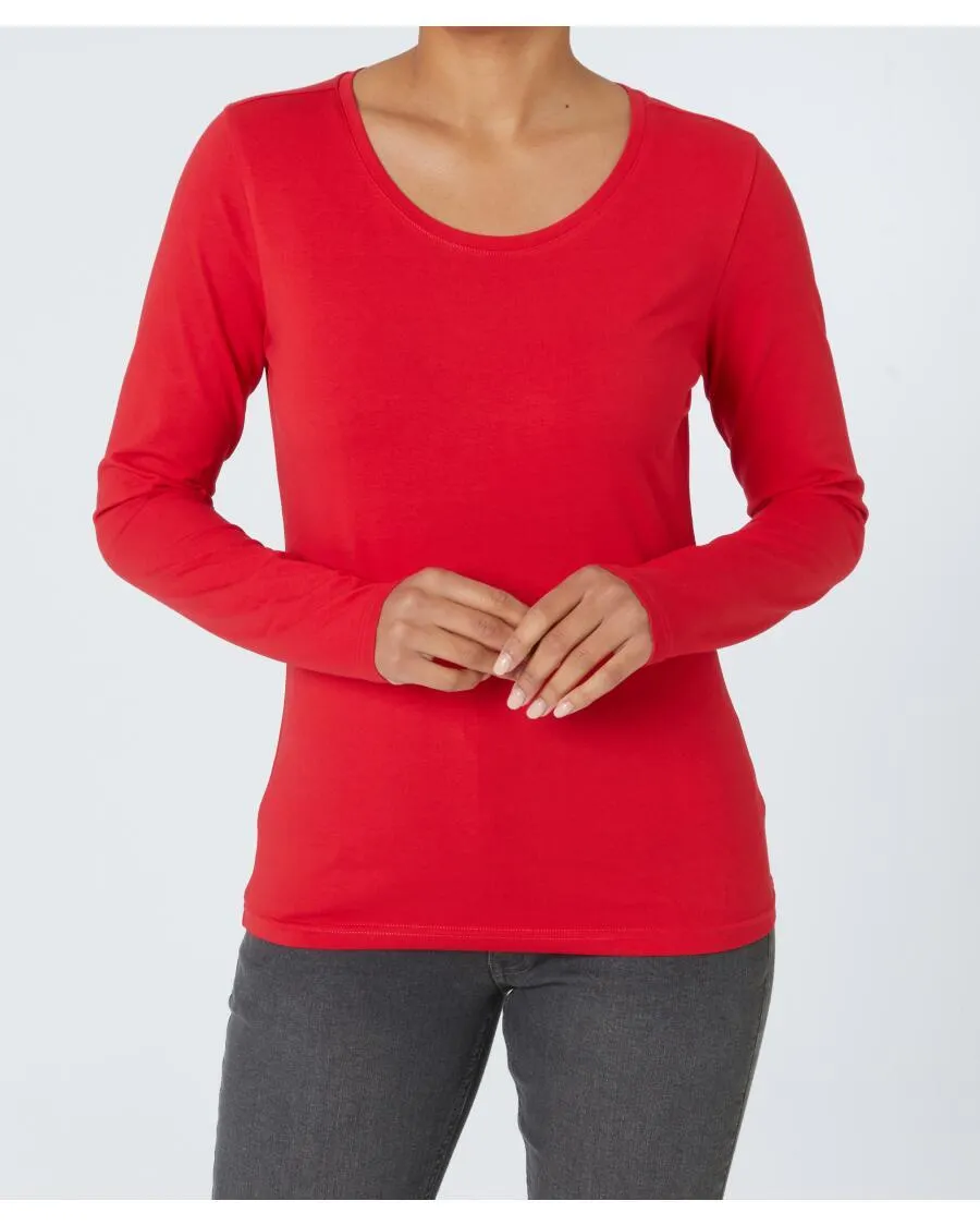 Rotes Langarmshirt Janina, Stretchanteil