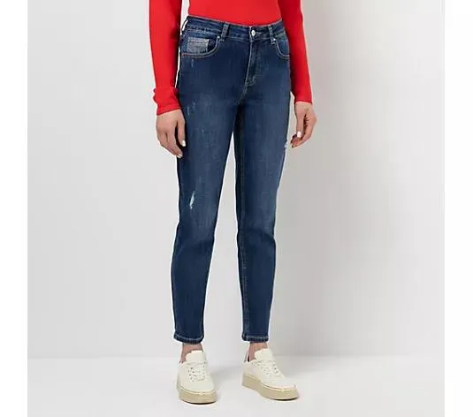 Wählen Sie Ihre Variante: STEFFEN SCHRAUT Jeanshose, Boyfriend knöchellang Strassdetails konisches Bein