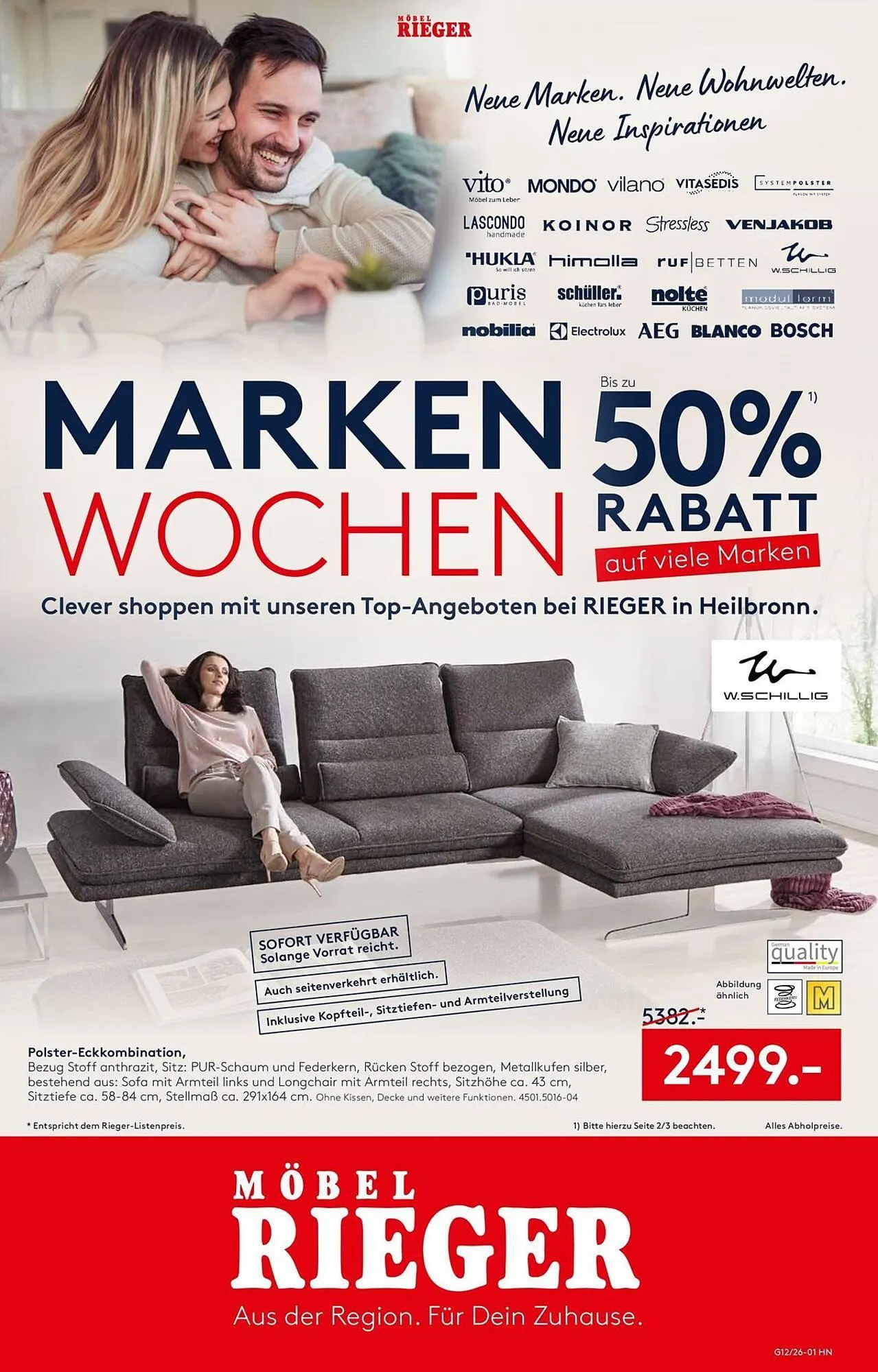 Möbel Rieger Prospekt von 26. März bis 9. April 2026 - Prospekt seite 1