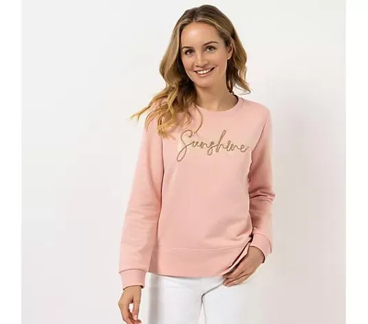 STRANDFEIN Sweatshirt Rundhalsausschnitt Kordel-Applikation figurumspielend