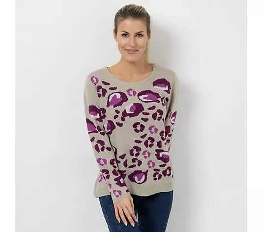 Wählen Sie Ihre Variante: CASHMASOFT Pullover Rundhalsausschnitt Cashmeregriff Animal-Jacquard