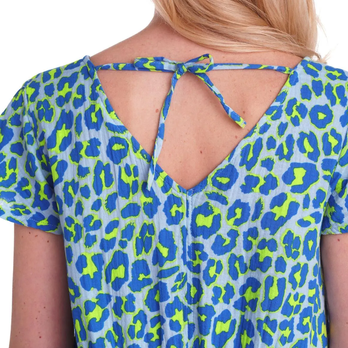 Damen Musselin-Maxikleid mit Leo-Print