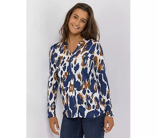 DINE 'N' DANCE Shirt, 1/1-Arm Serafinokragen Zierblende leger weit