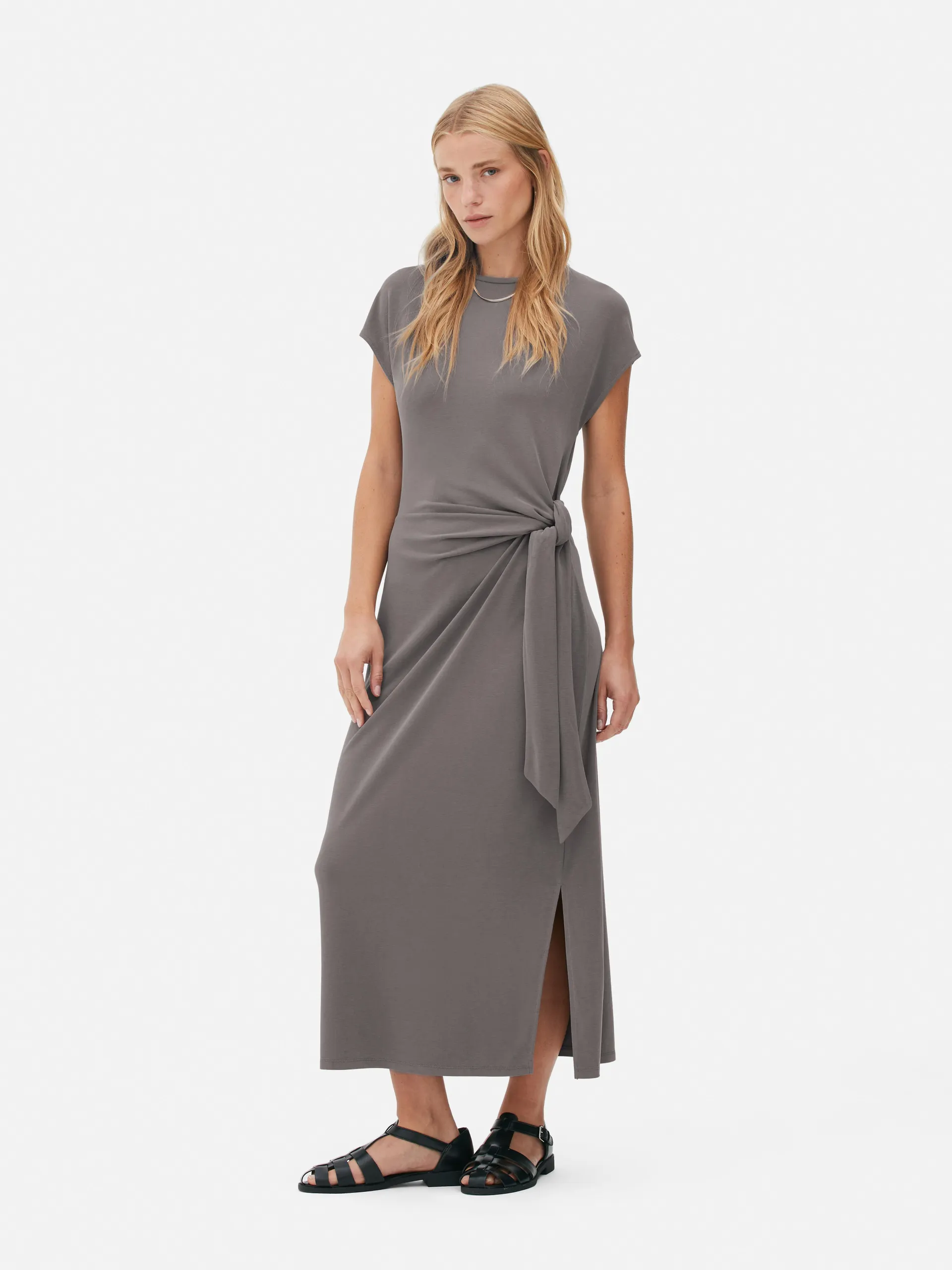 „The Edit“ Jersey-Midikleid zum Binden