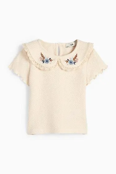 Floral - short sleeve T-shirt - textured