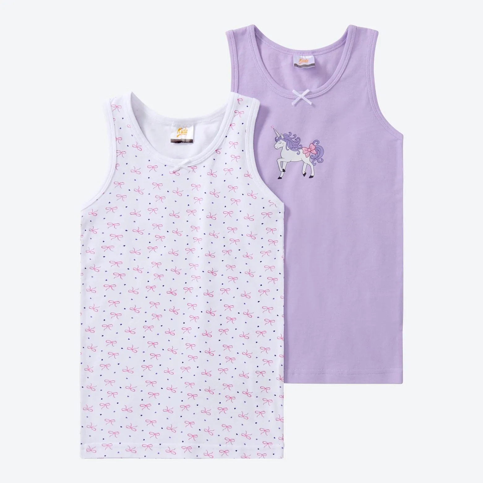 Kinder-Mädchen-Unterhemd mit Einhorn-Motiv, 2er-Pack