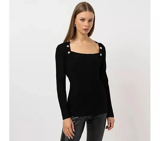 STEFFEN SCHRAUT Pullover eckiger Ausschnitt Schmucknieten figurubetont