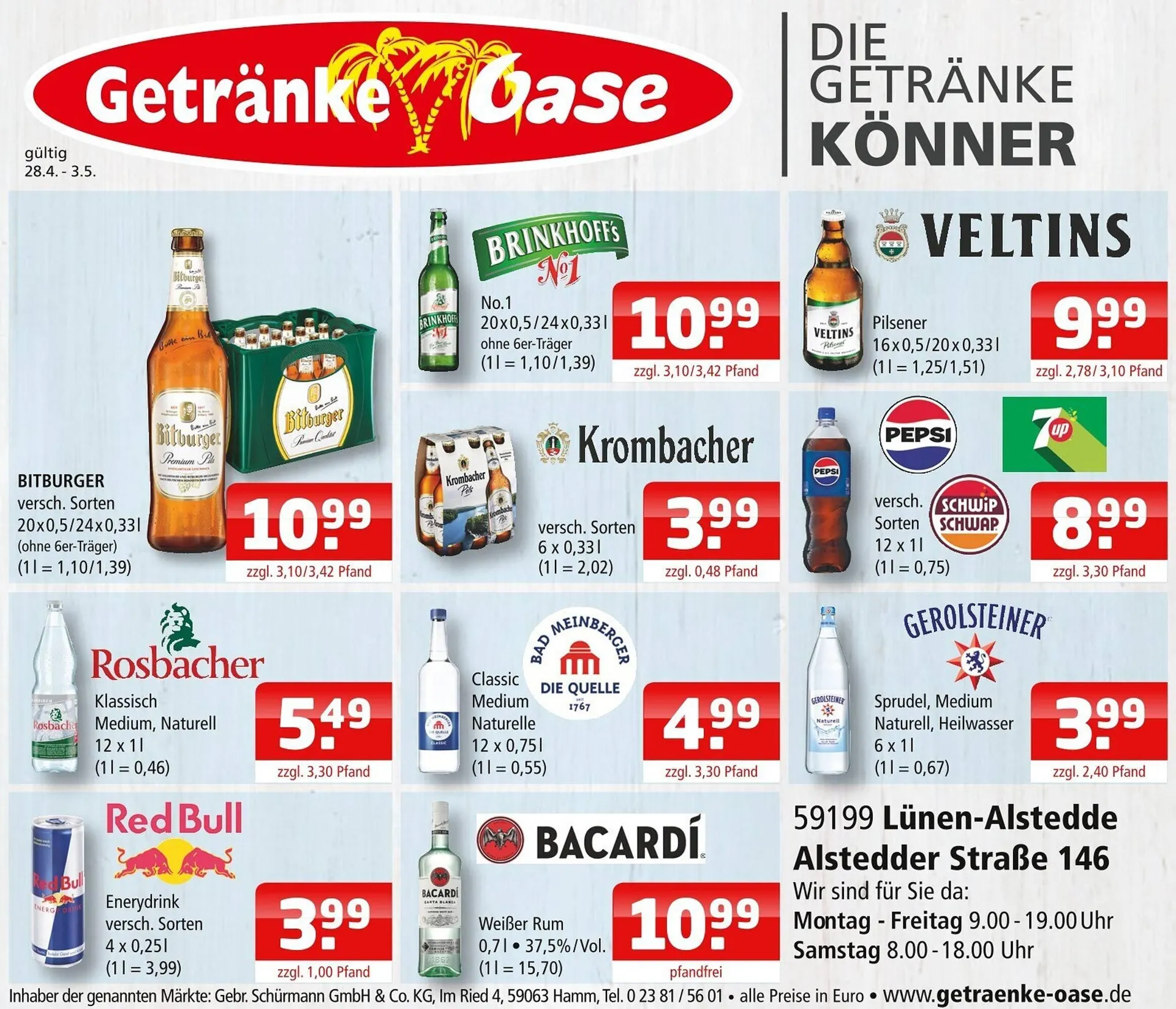 Getränke Oase Prospekt von 28. April bis 3. Mai 2025 - Prospekt seite 1