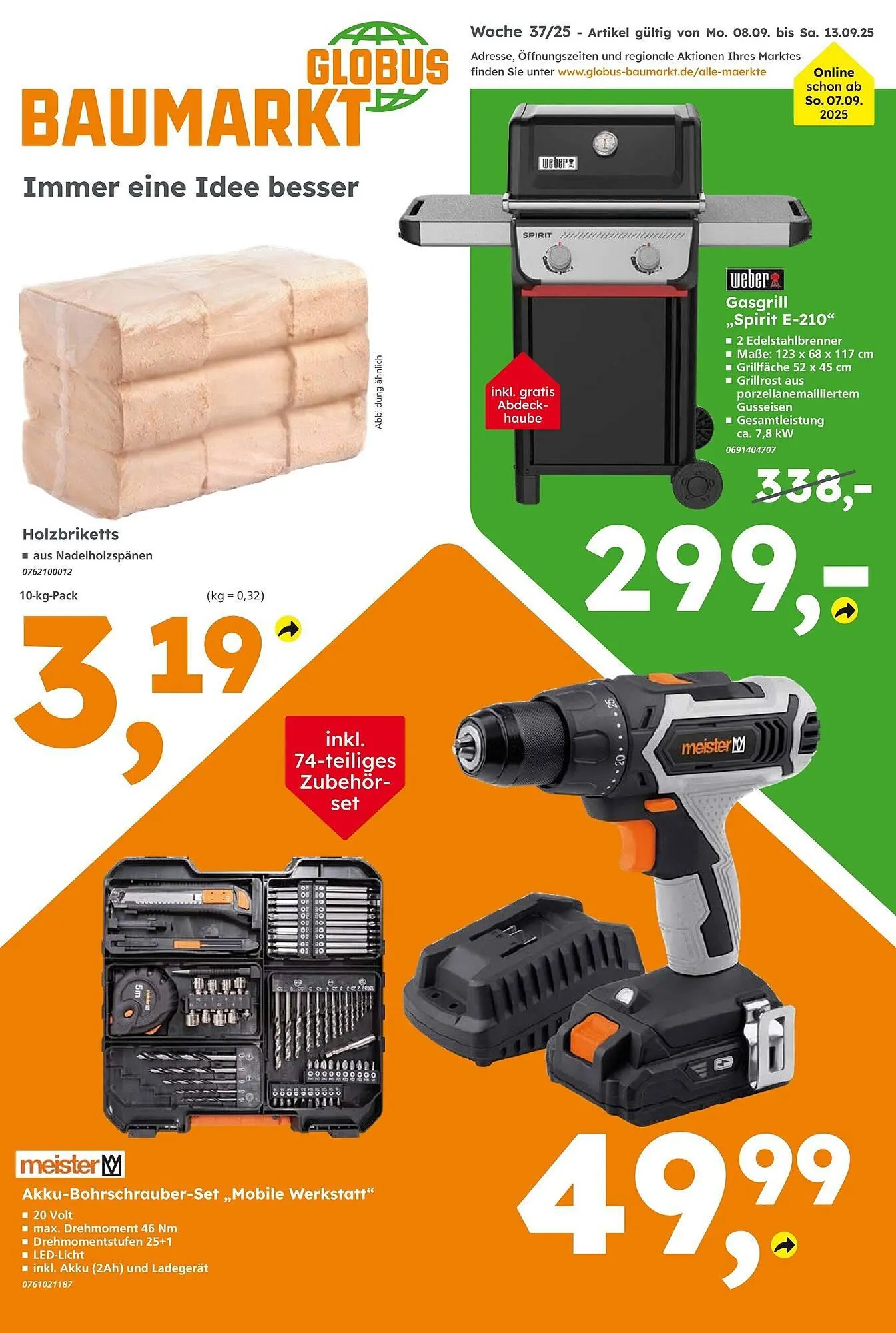Globus Baumarkt Prospekt von 7. September bis 13. September 2025 - Prospekt seite 1