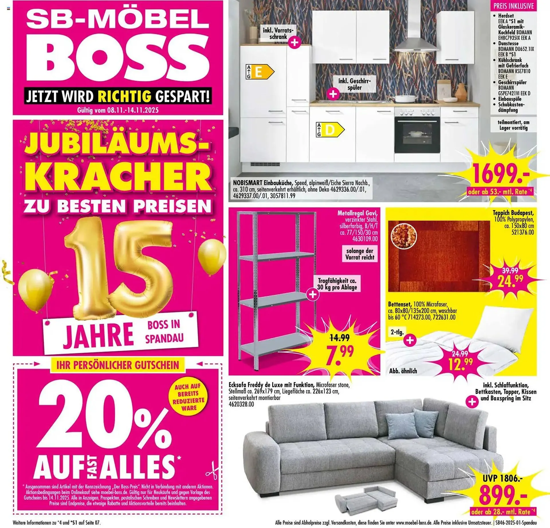Möbel Boss Prospekt von 8. November bis 14. November 2025 - Prospekt seite 1