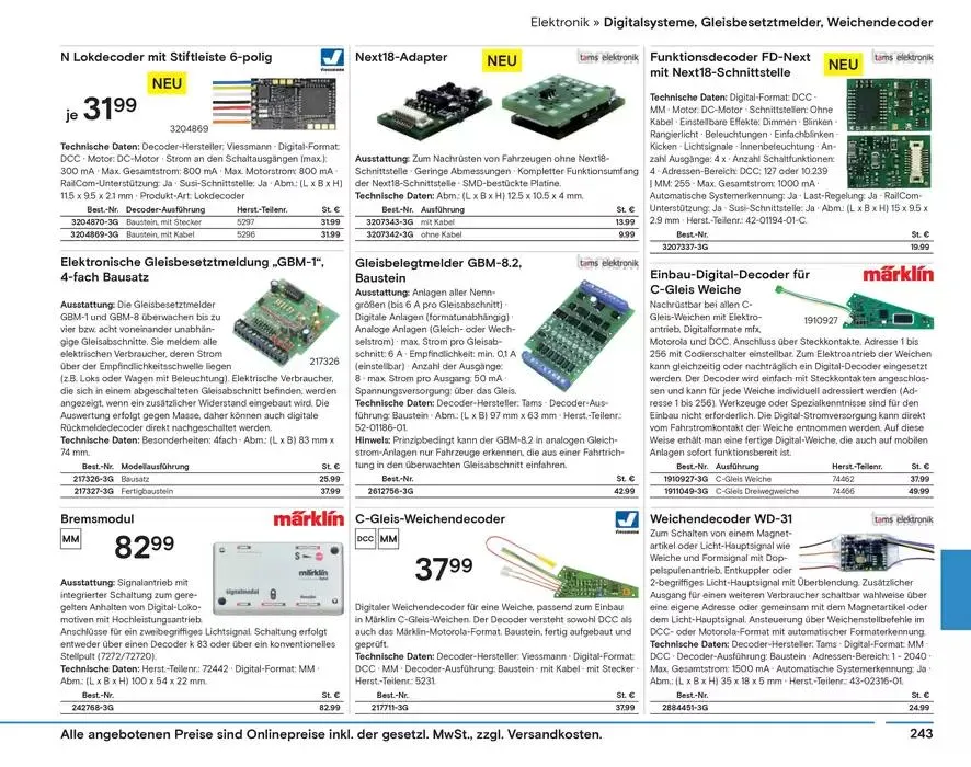 Modellbahn Katalog von 29. Oktober bis 31. Dezember 2025 - Prospekt seite 245