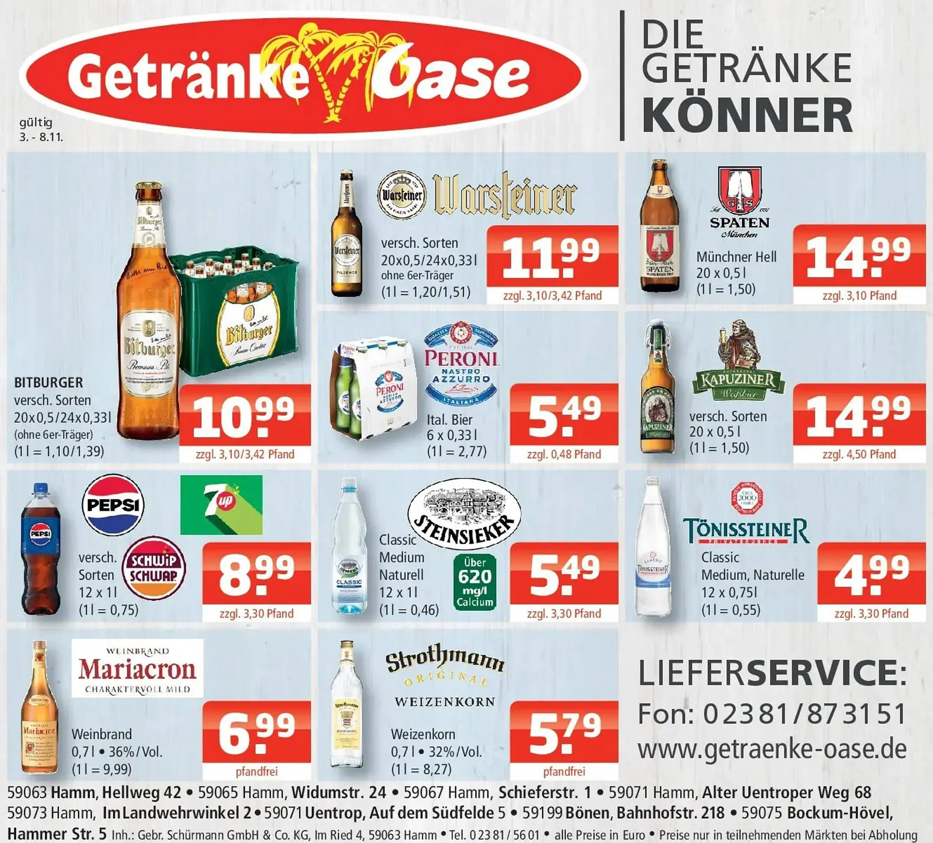 Getränke Oase Prospekt von 2. November bis 8. November 2025 - Prospekt seite 1